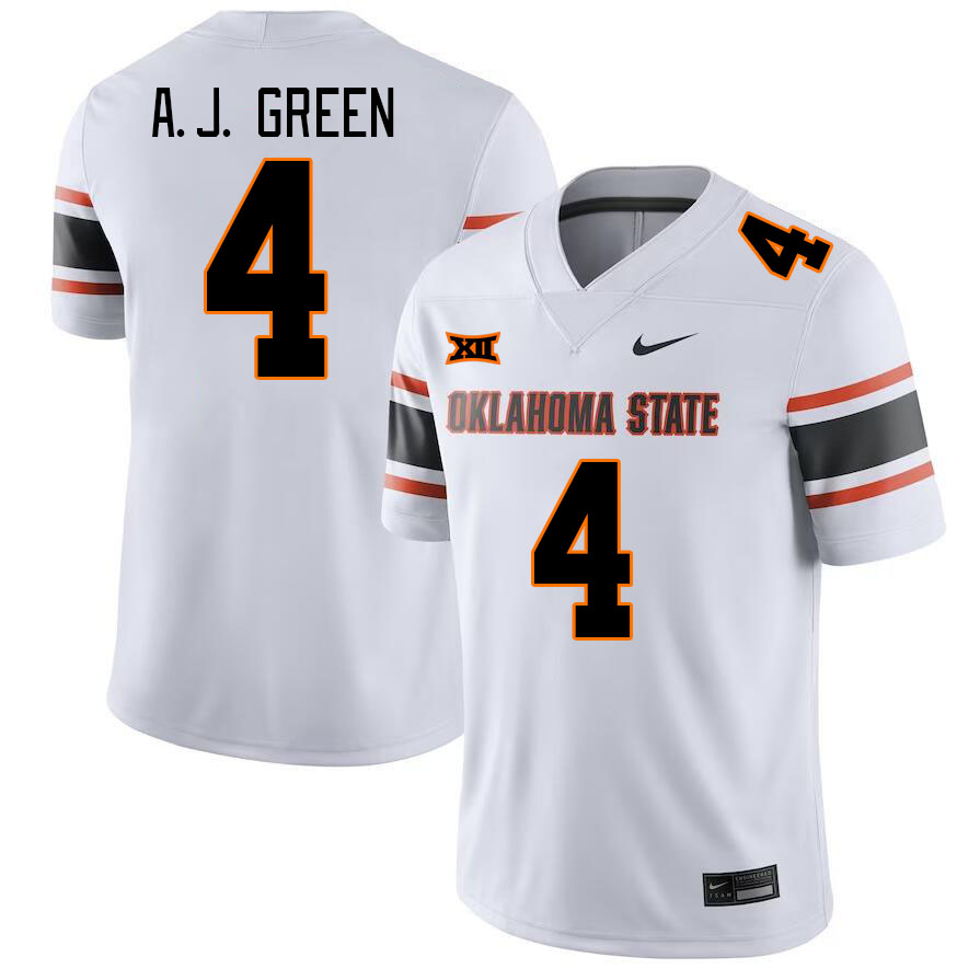 Oklahoma State Cowboys #4 A.J. Green II College Football Jerseys Stitched Sale-White